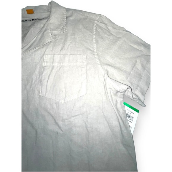 TAILOR VINTAGE Puretec Linen Cotton Cabana Camp Shirt | Mens L, Tan Stone $98 - Picture 5 of 9